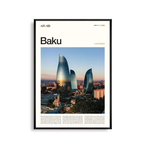 Baku Aserbaidschan Wandkunst, Kaspisches Meer Stadtbild Fotografie Druck, Baku Poster, Malerisches Urban Dekor, Kaukasus Reise Kunstwerk