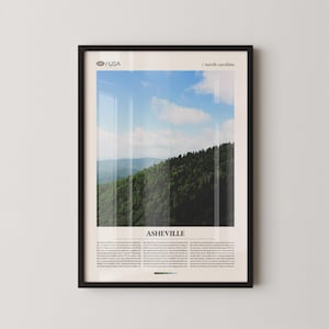 Asheville Print North Carolina, Asheville Wall Art, Asheville Poster, Asheville Photo, Blue Ridge Mountains, Historic Downtown, Mountain