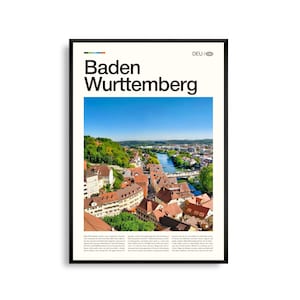 Baden Württemberg Deutschland Wandkunst, Waldlandschaft und historische Stadt Poster, Baden Württemberg Poster, Malerischer Südwesten