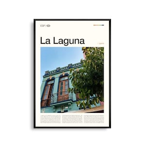 Arte mural de La Laguna, España, impresión de paisaje urbano histórico, póster de La Laguna, fotografía panorámica de Tenerife, decoración de las Islas Canarias