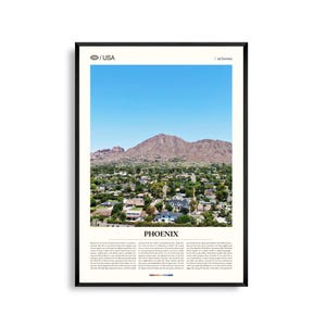 Impresión de Phoenix, Arizona, Arte mural de Phoenix, Póster de Phoenix, Foto de ciudad desértica, Decoración de paisajes del suroeste, Arte urbano sonorense