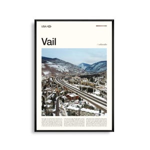 Impresión de Vail, Colorado, Arte mural de Vail, Póster de Vail, Foto de pueblo de montaña, Decoración de paisaje alpino, Arte natural de las Montañas Rocosas