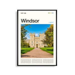 Impresión de Windsor, arte mural de Windsor, póster de Windsor, fotografía de Windsor, paisaje urbano inglés, decoración del Reino Unido