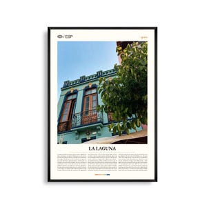Arte mural de La Laguna, España, impresión de paisaje urbano histórico, póster de La Laguna, fotografía panorámica de Tenerife, decoración de las Islas Canarias