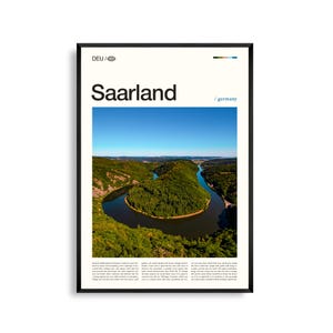 Saarland Print Deutschland, Saarland Wandbild, Saarland Poster, Saarland Foto, Saarschleife, Waldlandschaft, Flussbiegung, Natur, Dekor