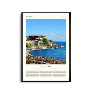 Arte mural de Bulgaria, impresión de paisaje de montaña y costa, póster de Bulgaria, fotografía escénica de los Balcanes, decoración natural de Europa del Este