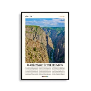 Impresión del Cañón Negro del Gunnison, Colorado, arte mural del Parque Nacional, póster de paisaje del cañón, decoración natural del suroeste