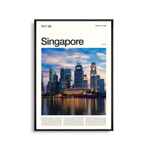 Singapur Wandkunst, Moderne Skyline und Marina Bay Druck, Singapur Poster, Szenische Stadtansicht Fotografie, Südost Asien Dekor