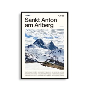 Sankt Anton am Arlberg Poster Österreich, Sankt Anton Wandkunst, Sankt Anton Poster, Alpen Foto, Tiroler Alpen, Winter Dekor