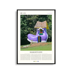 Ellicott City Maryland kunst aan de muur, historische stadsbeeld print, Ellicott City poster, schilderachtige fotografie Patapsco Valley, decor Chesapeake Region