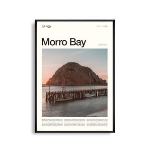 Impression de Morro Bay en Californie, art mural de Morro Bay, affiche de Morro Bay, photo de Morro Bay, Morro Rock, parc d'état de Morro Bay, Embarcadero, Montaña de