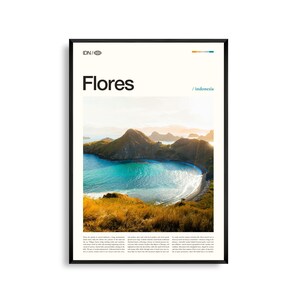 Art mural Flores, Indonésie, impression de paysages insulaires et de photographies côtières, affiche Flores, décoration tropicale pittoresque, voyage en Asie du Sud-Est