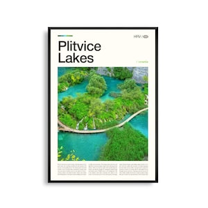 Impresión de los lagos de Plitvice (Croacia), arte mural de los lagos de Plitvice, póster de los lagos de Plitvice, foto de los lagos de Plitvice, cascadas, parque nacional, decoración natural