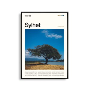 Arte de parede de Sylhet, Bangladesh, impressão de paisagem de colinas exuberantes e jardins de chá, pôster de Sylhet, fotografia cênica, decoração do nordeste de Bangladesh