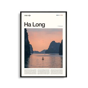 Ha Long Bay Vietnam Wandkunst, Kalkstein Karst und Sonnenuntergang Meerlandschaft Druck, Ha Long Bay Poster, Südostasien Fotografie