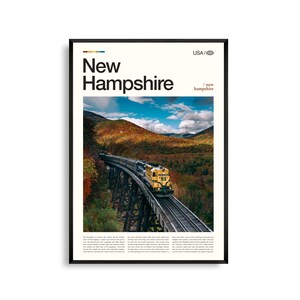 Impresión de New Hampshire, arte mural de New Hampshire, póster de paisaje montañoso, fotografía de la naturaleza de Nueva Inglaterra, decoración escénica para exteriores