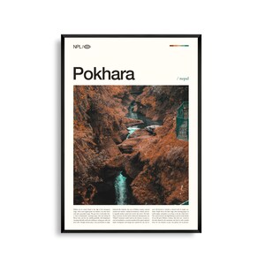 Arte mural de Pokhara, Nepal, impresión de paisaje de lago y montaña del Himalaya, póster de Pokhara, fotografía panorámica del sur de Asia, decoración inspirada en la naturaleza