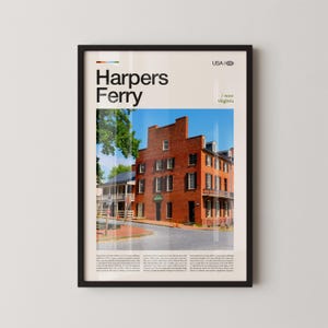 Harpers Ferry West Virginia Wandkunst, Historisches Flussufer, Druck, Harpers Ferry Poster, Appalachian Fotografie, Bürgerkriegs-Ära