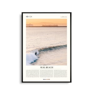 Impresión de Seal Beach California, arte de pared de Seal Beach, póster de Seal Beach, foto de Seal Beach, muelle de Seal Beach, calle principal, bahía de Alamitos, San