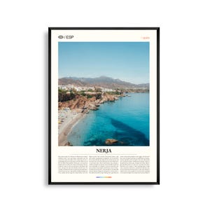 Nerja Spanien Wandkunst, Küstenstadt Felsküste Stadt Druck, Nerja Poster, Malerische Costa del Sol Fotografie, Andalusische Küstendekoration