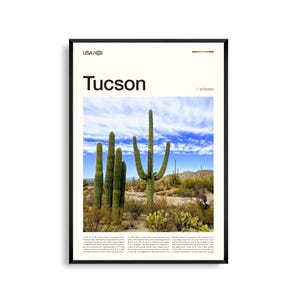 Impresión de Tucson, Arizona, Arte mural de Tucson, Póster de Tucson, Foto de paisaje desértico, Decoración del suroeste, Arte natural de Sonora
