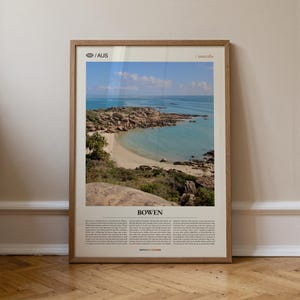 ボウエンのプリント、ボウエンのウォールアート、ボウエンのポスター、ボウエンの写真、クイーンズランドの海岸線、トロピカルビーチの装飾