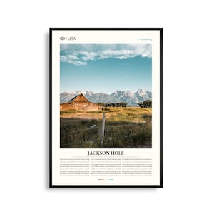 Jackson Hole Wyoming Wall Art, Mountain Valley landschap print, Jackson Hole poster, schilderachtige Teton Range fotografie, westelijke wildernis