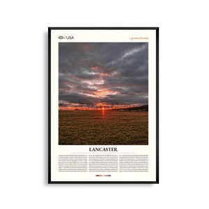 Arte mural de Lancaster, Pensilvania, impresión de paisaje rural, póster de Lancaster, fotografía escénica de la región Amish, decoración del centro de Pensilvania