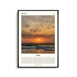 Art mural de Goa en Inde, impression paysage côtier et coucher de soleil, affiche de Goa, photographie pittoresque d'Asie du Sud, décoration d'intérieur tropicale
