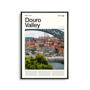 Dourovallei, Portugal kunst aan de muur, wijngaard en rivierlandschap print, Dourovallei poster, schilderachtige wijnland fotografie decor