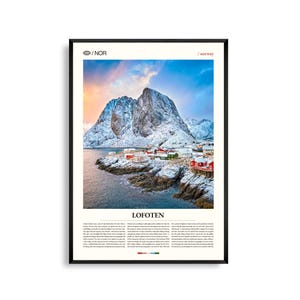 Arte mural de Lofoten, Noruega, impresión fotográfica de paisajes árticos, póster de Lofoten, decoración costera escénica, ilustraciones de viajes de naturaleza nórdica