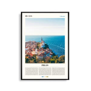 Impresión de Piran (Eslovenia), Arte mural de Piran, Póster de Piran, Foto de Piran, Costa Adriática, Plaza Tartini, Arquitectura veneciana, Decoración costera