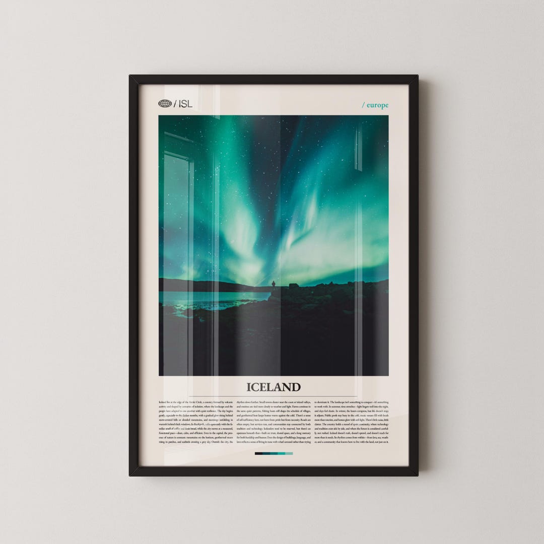 Iceland Wall Art, Majestic Nordic Landscape and Aurora Borealis