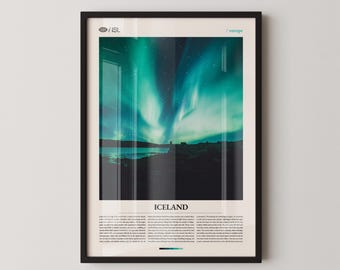 Iceland Wall Art, Majestic Nordic Landscape and Aurora Borealis