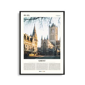 Ghent Belgien Wandkunst, Mittelalterlicher Kanal Stadtbild Druck, Ghent Poster, Malerische flämische Architektur Fotografie, belgisches Dekor