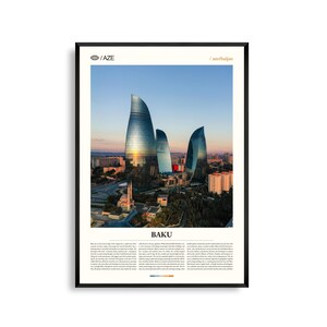 Baku Aserbaidschan Wandkunst, Kaspisches Meer Stadtbild Fotografie Druck, Baku Poster, Malerisches Urban Dekor, Kaukasus Reise Kunstwerk