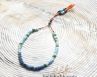 Minimalist Seed Bead Bracelet: Adjustable Waxed Cord, Waterproof
