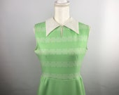 True Vintage 70s Puritan Forever Young Mint Green Maxi Dress SZ 12