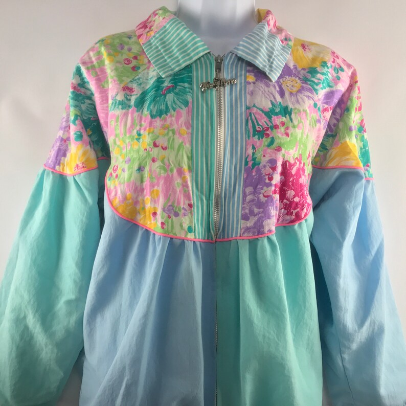 Vintage 80s Pastel Color Block Jacket SZ M