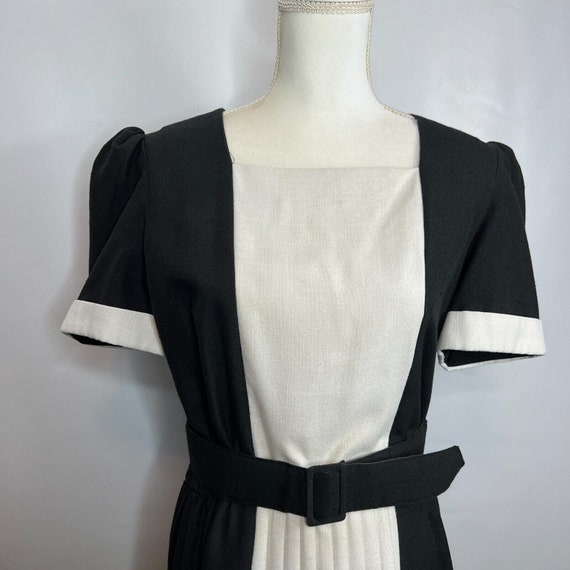 Vintage 70s Pleated Dress SZ 14 Sherbet Belted Cl… - image 2