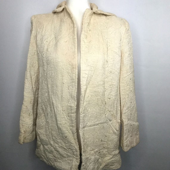 Vintage 50s 60s Womens Coat Medium Fly Away Ivory… - image 2