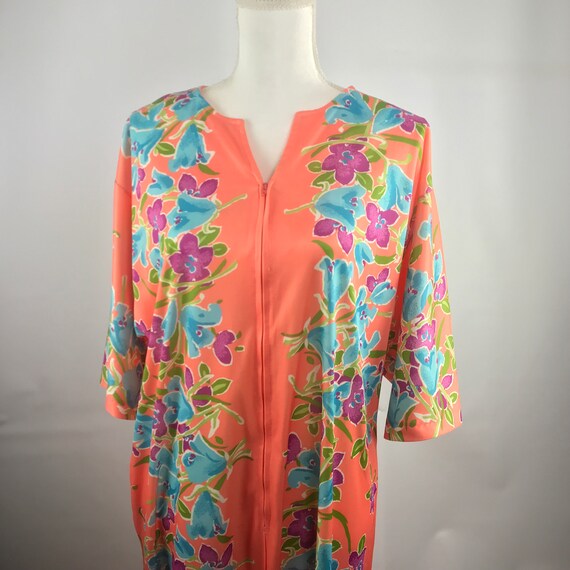 Vintage Zip Up Floral House Dress SZ M