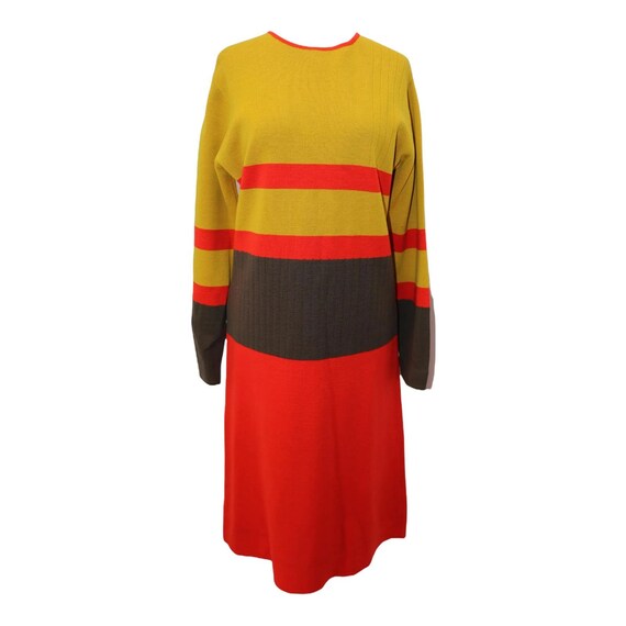 Vintage 1970's Mays Wool Color Block Sweater Dres… - image 1