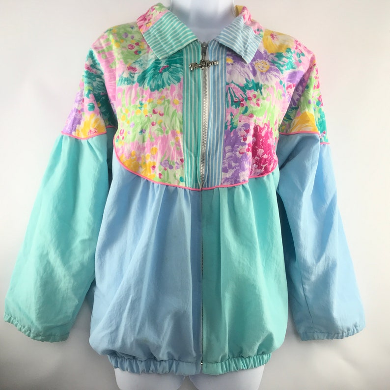 Vintage 80s Pastel Color Block Jacket SZ M