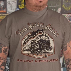 Vintage Train Adventure T-Shirt, Comfort Colors Railway Gifts & Steam Train Shirt for Travel Enthusiasts, Old West Locomotive Engineer Tee