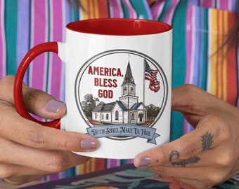 America Bless God Patriotic Mug 11oz 15oz 4 color American Flag Mug Election Independence Day Memorial Day Veteran America Lover Bible Verse