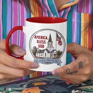 America Bless God Patriotic Mug 11oz 15oz 4 color American Flag Mug Election Independence Day Memorial Day Veteran America Lover Bible Verse