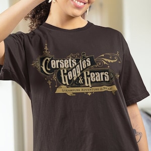 Goggles Gears T-shirt Funny Steampunk TShirt Cyberpunk Tee Funny Cosplay Festival T shirt Victorian Funny Science Fiction Gift for Him STEM