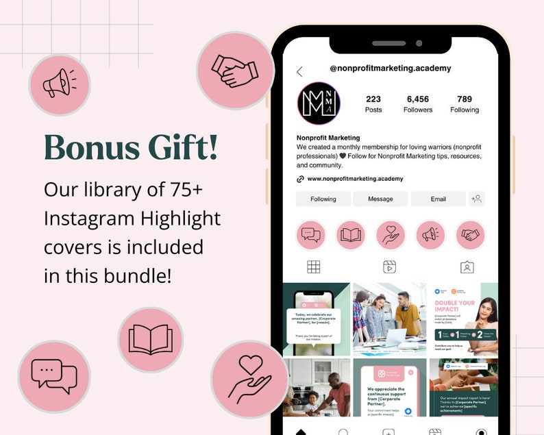 Bonus Gift! Our library of 75+ Instagram Highlight covers is included in this bundle!