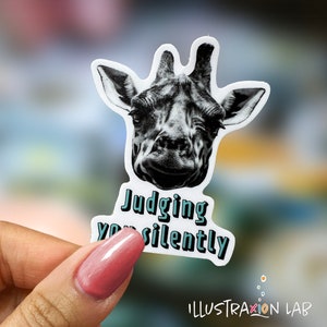 Judging You Silently Sticker | Giraffe Sticker | Nature Sticker | Animal Stickers | Water Bottle Sticker | Outdoor Sticker | Laptop Sticker